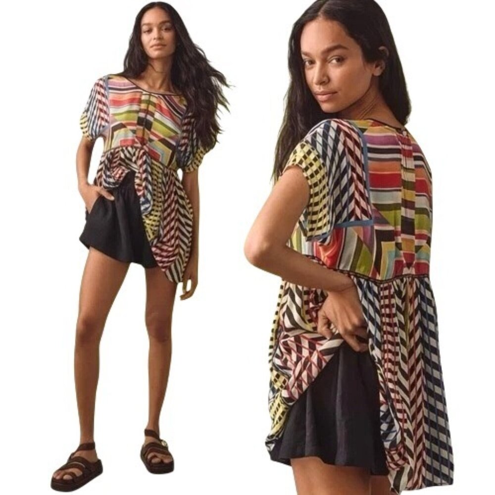 Anthropologie Conditions Apply Knysna Striped Babydoll Tunic Top X-Small